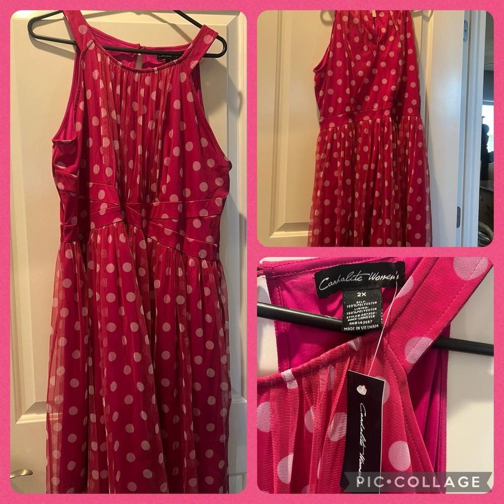 Hot pink and white dress with tags